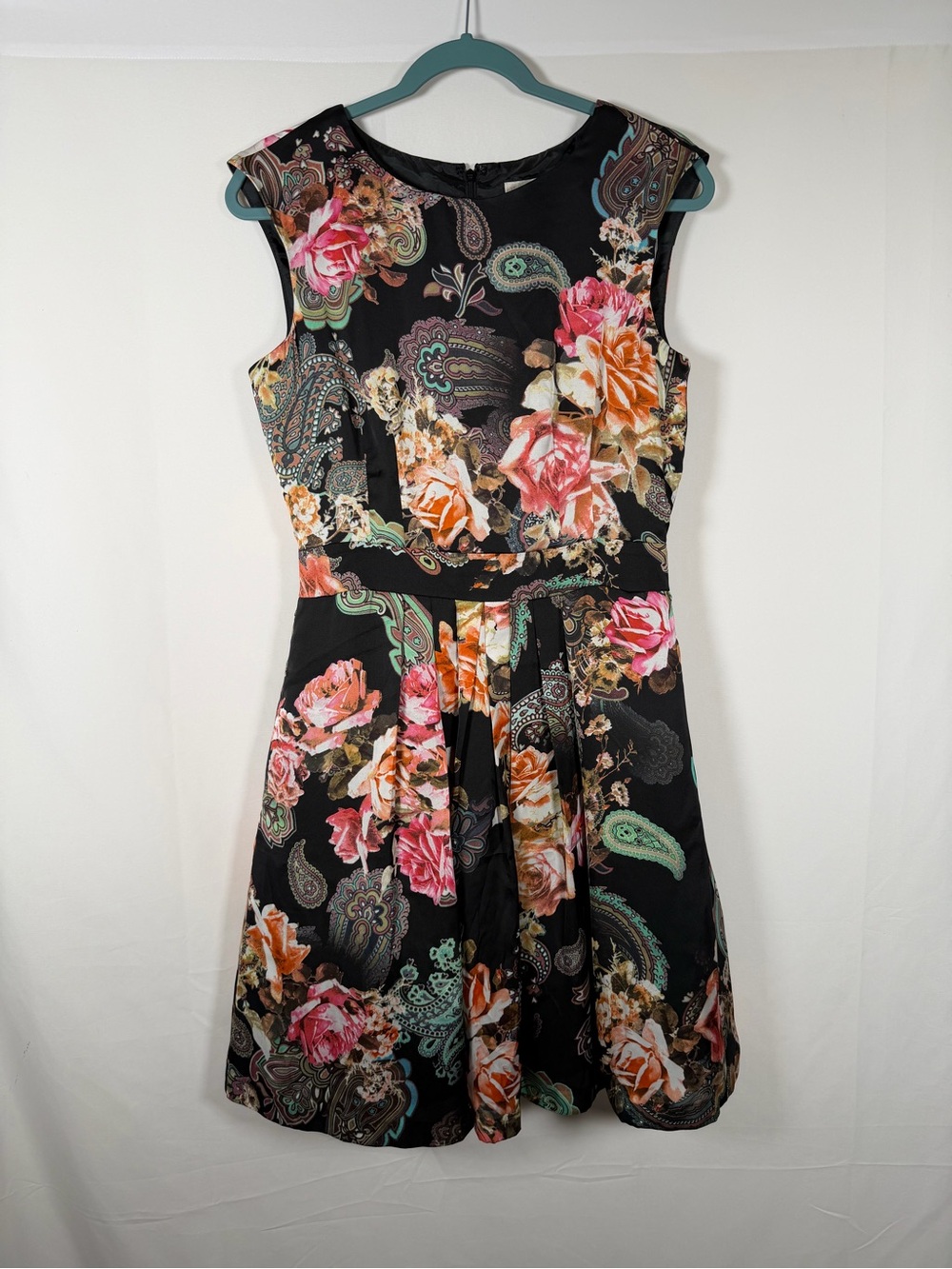 Boston Proper Black Floral Paisley Fit-and-Flare‎ Mini Dress - Wedding Guest